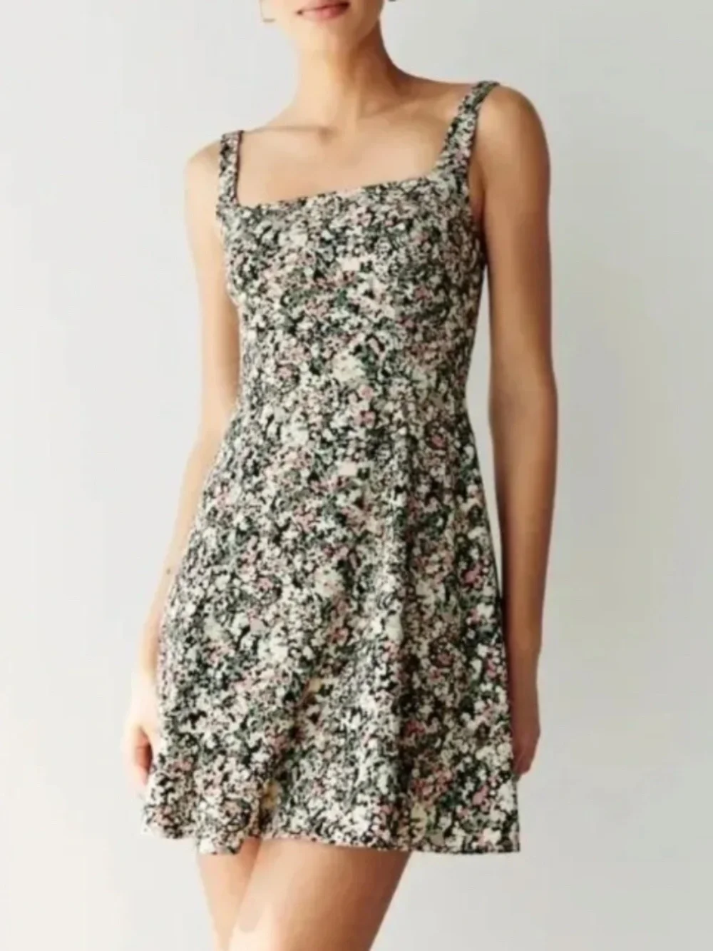 Abercrombie & Fitch Square Neck Floral Mini Dress Sz L